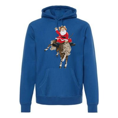 Santa Riding Horse Funny Howdy Xmas Design Funny Gift Premium Hoodie