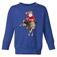 Santa Riding Horse Funny Howdy Xmas Design Funny Gift Toddler Sweatshirt