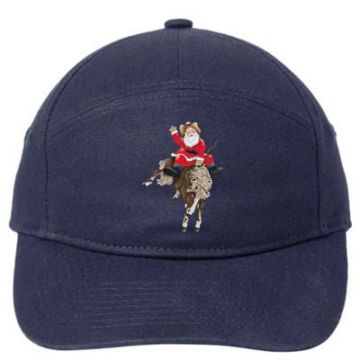 Santa Riding Horse Funny Howdy Xmas Design Funny Gift 7-Panel Snapback Hat