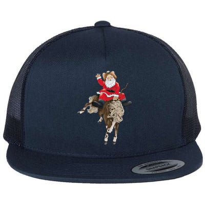 Santa Riding Horse Funny Howdy Xmas Design Funny Gift Flat Bill Trucker Hat