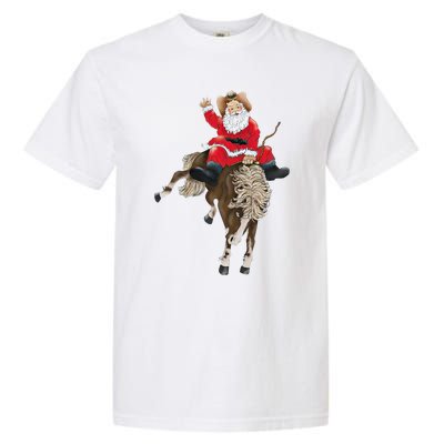 Santa Riding Horse Funny Howdy Xmas Design Funny Gift Garment-Dyed Heavyweight T-Shirt