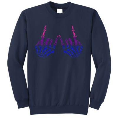 Skeleton Rock Hand LGBTQ Cool Bisexual Pride Color Bi Flag Sweatshirt