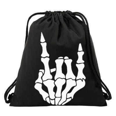 Skeleton Rock Hand Pocket Lazy Halloween Costume Cool Bones Drawstring Bag