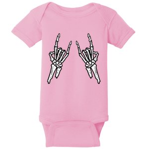 Skeleton Rock Hands Rocknroll Halloween Rocker Baby Bodysuit