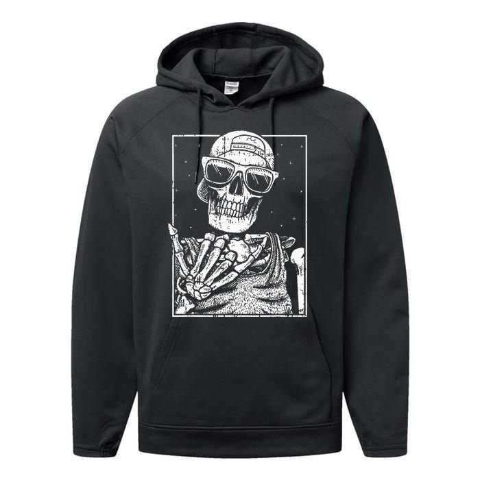 Skeleton Rock Hand Halloween Costume Cool Rock Music Rocker Performance Fleece Hoodie