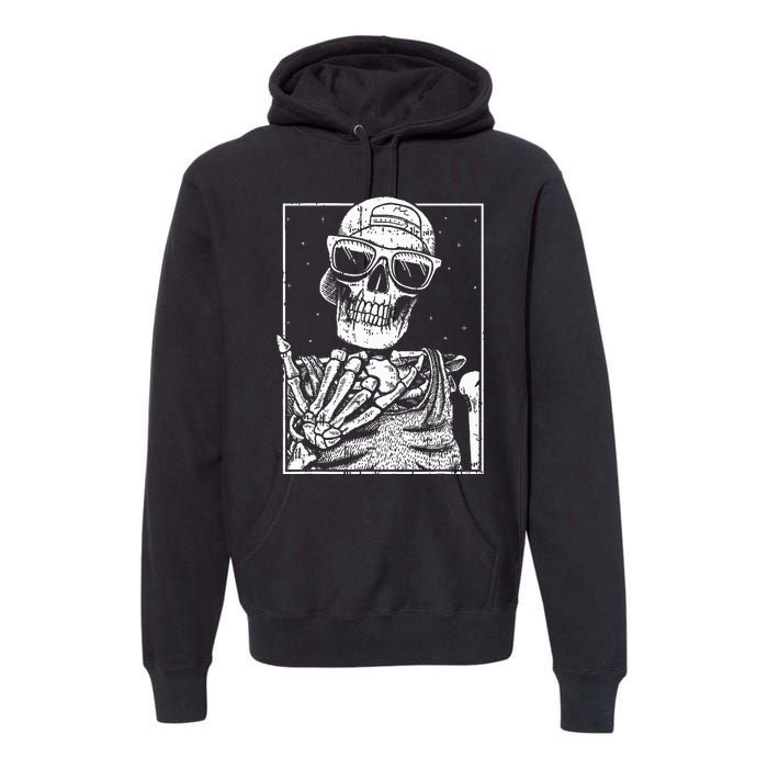 Skeleton Rock Hand Halloween Costume Cool Rock Music Rocker Premium Hoodie