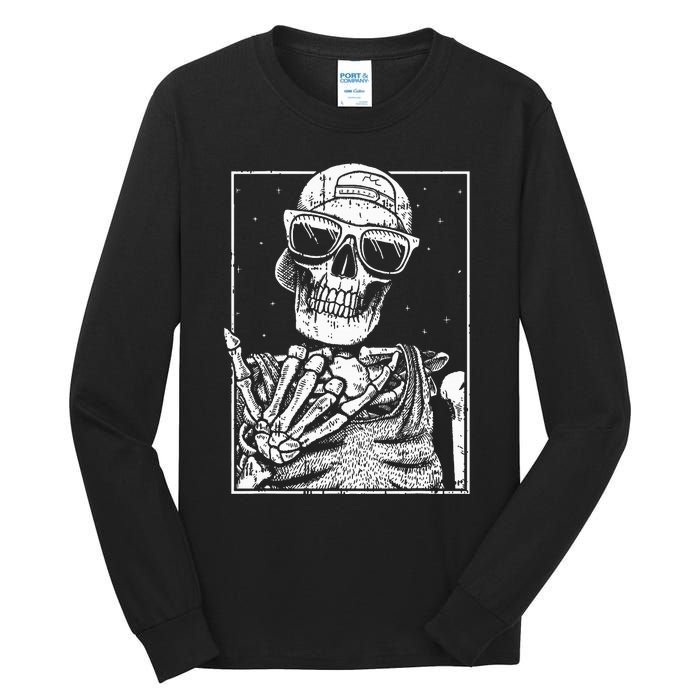 Skeleton Rock Hand Halloween Costume Cool Rock Music Rocker Tall Long Sleeve T-Shirt