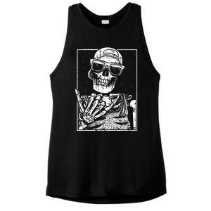 Skeleton Rock Hand Halloween Costume Cool Rock Music Rocker Ladies PosiCharge Tri-Blend Wicking Tank