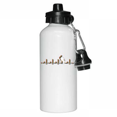 Skiing Retro Heartbeat Ekg Vintage 80s Style Gift Aluminum Water Bottle