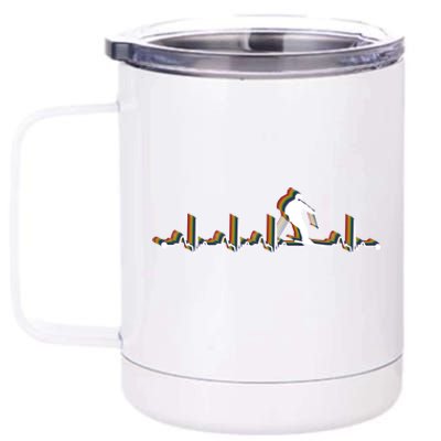 Skiing Retro Heartbeat Ekg Vintage 80s Style Gift 12 oz Stainless Steel Tumbler Cup