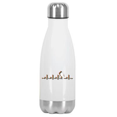 Skiing Retro Heartbeat Ekg Vintage 80s Style Gift Stainless Steel Insulated Water Bottle