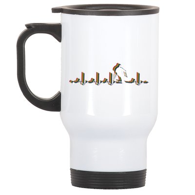 Skiing Retro Heartbeat Ekg Vintage 80s Style Gift Stainless Steel Travel Mug