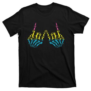 Skeleton Rock Hand LGBT Q Cool Pansexual Pride Pan Flag T-Shirt