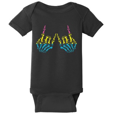 Skeleton Rock Hand LGBT Q Cool Pansexual Pride Pan Flag Baby Bodysuit