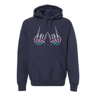 Skeleton Rock Hand Lgbtq Cool Transg Pride Transg Flag Premium Hoodie