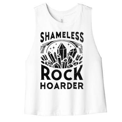 Shameless Rock Hoarder Rocks Collector Geology Mineral Women's Racerback Cropped Tank