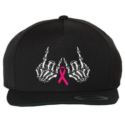 Skeleton Rock Hand Breast Cancer Awareness Cool Wool Snapback Cap