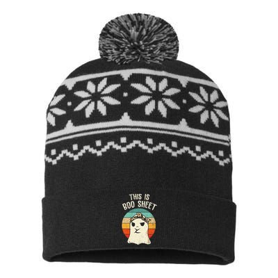 Spooky Retro Halloween Leopard Ghost Print USA-Made Snowflake Beanie