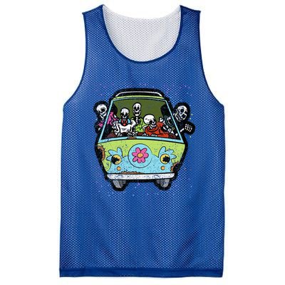 Skeleton Riding Hippie Van Halloween Costume Retro Bones Mesh Reversible Basketball Jersey Tank