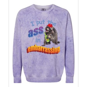 Spencers Raccoon I Put The Ass In Embarrassing Colorblast Crewneck Sweatshirt