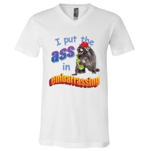 Spencers Raccoon I Put The Ass In Embarrassing V-Neck T-Shirt