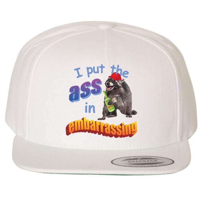 Spencers Raccoon I Put The Ass In Embarrassing Wool Snapback Cap