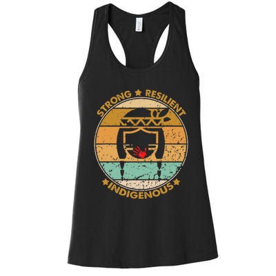 Strong Resilient Indigenous MMIW Awareness No Stolen Sisters Women's Racerback Tank