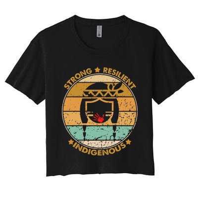 Strong Resilient Indigenous MMIW Awareness No Stolen Sisters Women's Crop Top Tee