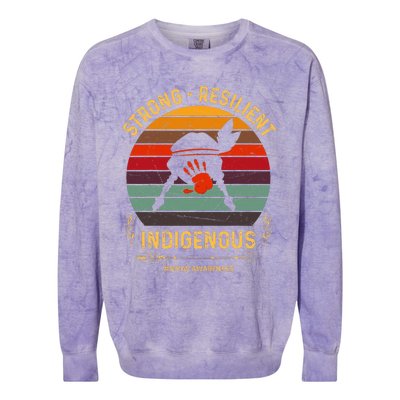 Strong Resilent Indigenous Native American Mmiw Awareness Colorblast Crewneck Sweatshirt