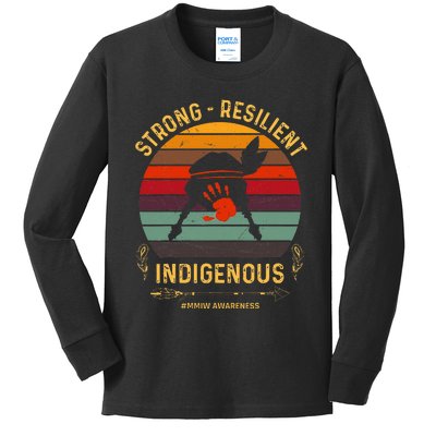 Strong Resilent Indigenous Native American Mmiw Awareness Kids Long Sleeve Shirt