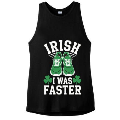 Shamrock Running Irish I Was Faster St Patricks Day Running Ladies PosiCharge Tri-Blend Wicking Tank