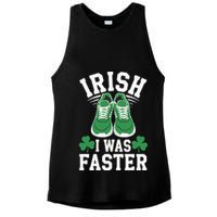 Shamrock Running Irish I Was Faster St Patricks Day Running Ladies PosiCharge Tri-Blend Wicking Tank