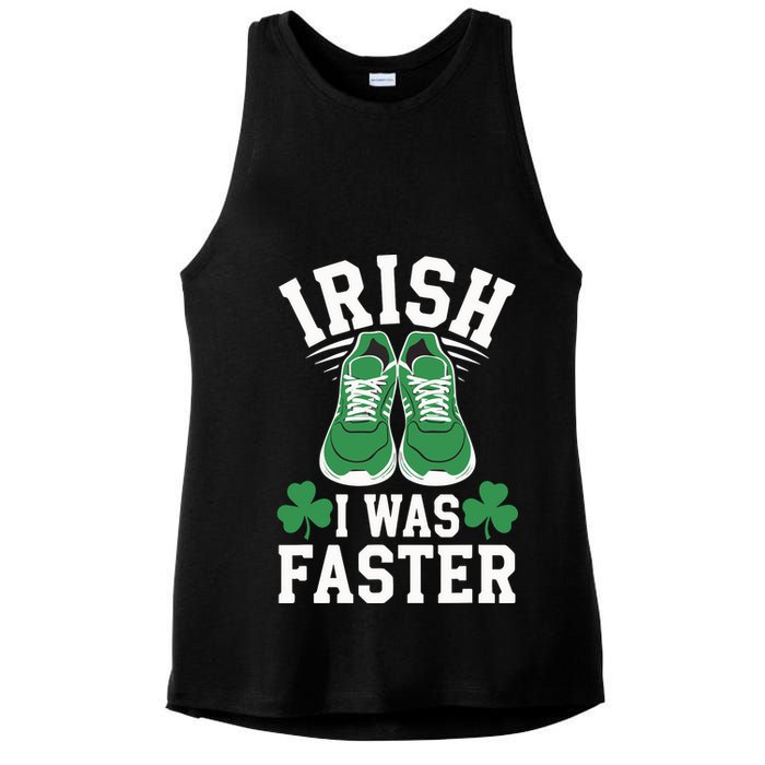 Shamrock Running Irish I Was Faster St Patricks Day Running Ladies PosiCharge Tri-Blend Wicking Tank