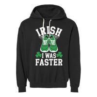 Shamrock Running Irish I Was Faster St Patricks Day Running Garment-Dyed Fleece Hoodie