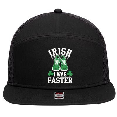 Shamrock Running Irish I Was Faster St Patricks Day Running 7 Panel Mesh Trucker Snapback Hat