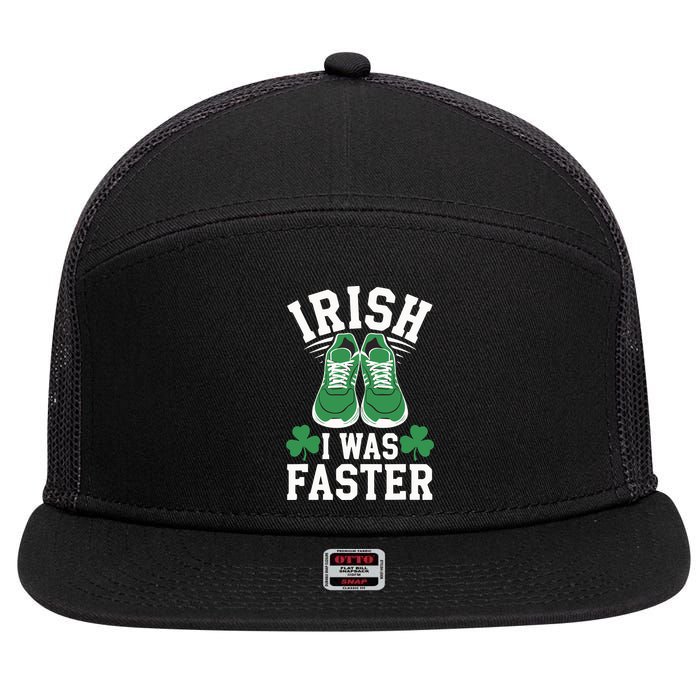 Shamrock Running Irish I Was Faster St Patricks Day Running 7 Panel Mesh Trucker Snapback Hat