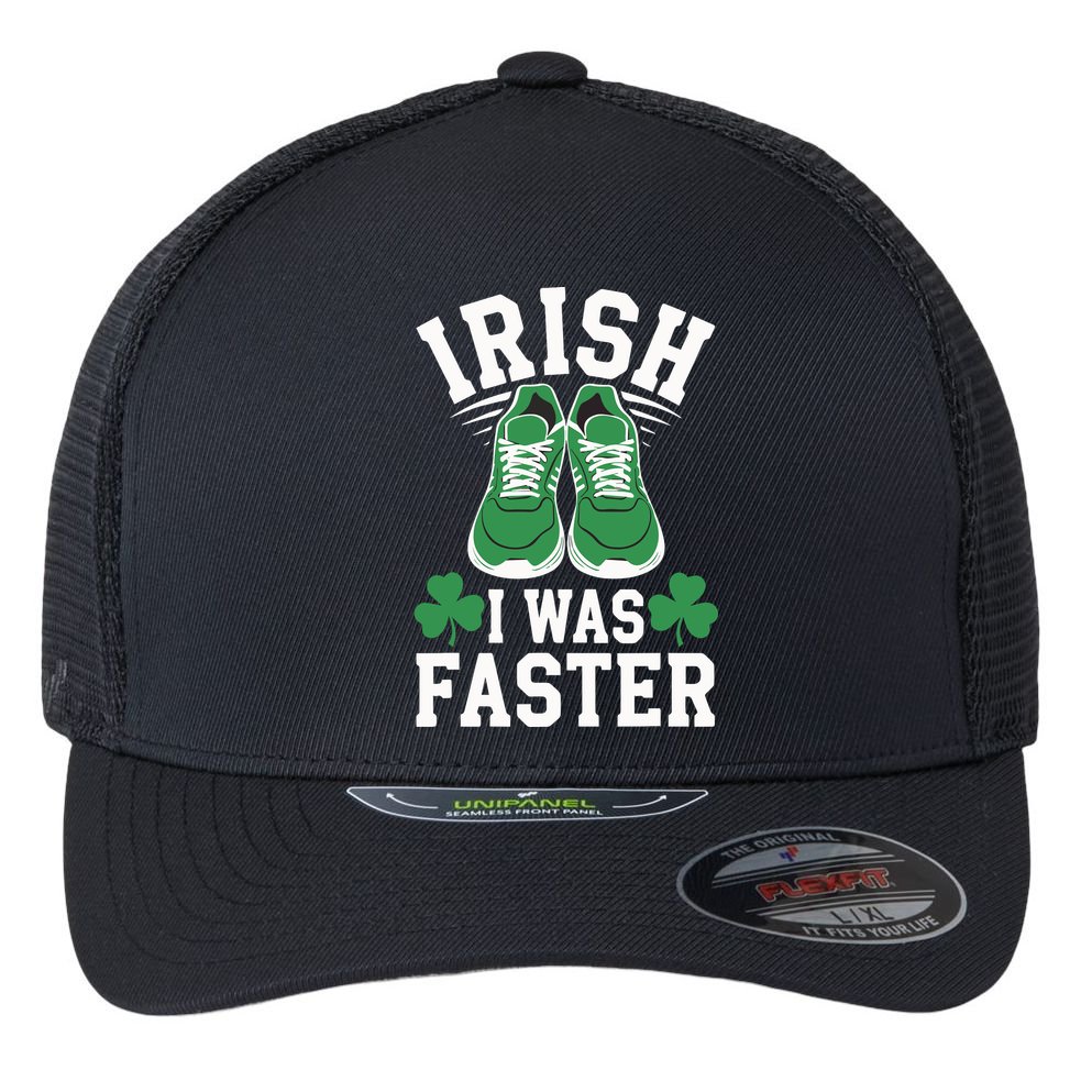 Shamrock Running Irish I Was Faster St Patricks Day Running Flexfit Unipanel Trucker Cap