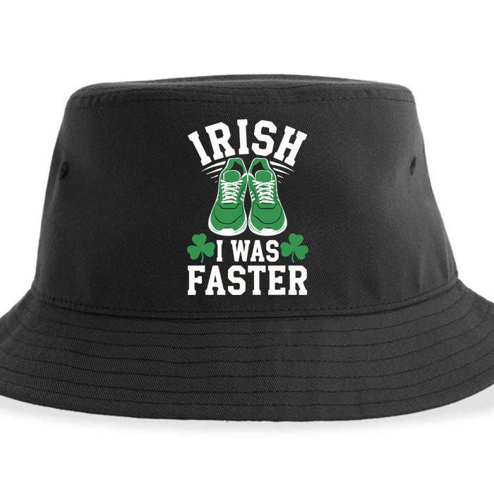 Shamrock Running Irish I Was Faster St Patricks Day Running Sustainable Bucket Hat
