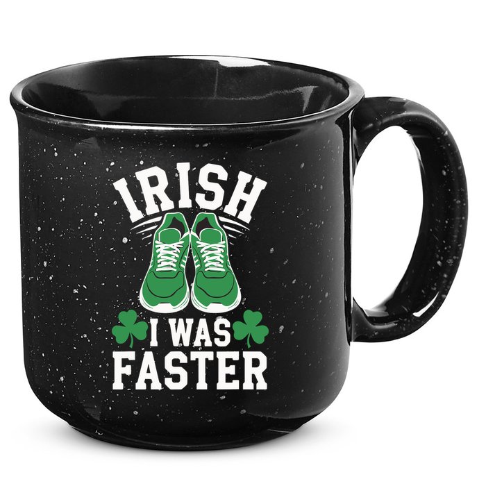Shamrock Running Irish I Was Faster St Patricks Day Running 15oz Campfire Ceramic Mug