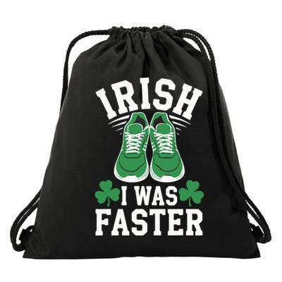 Shamrock Running Irish I Was Faster St Patricks Day Running Drawstring Bag