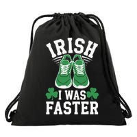 Shamrock Running Irish I Was Faster St Patricks Day Running Drawstring Bag