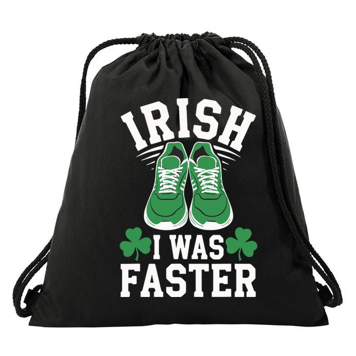 Shamrock Running Irish I Was Faster St Patricks Day Running Drawstring Bag