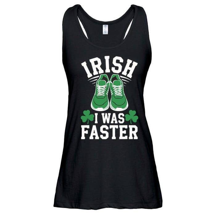 Shamrock Running Irish I Was Faster St Patricks Day Running Ladies Essential Flowy Tank