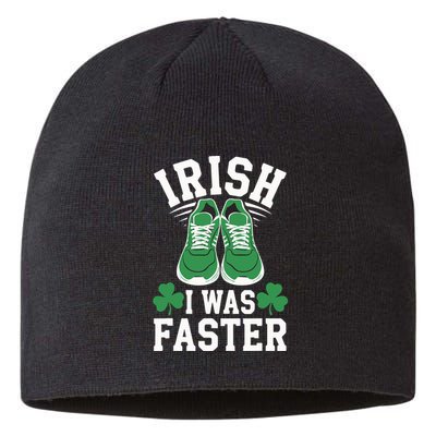 Shamrock Running Irish I Was Faster St Patricks Day Running Sustainable Beanie