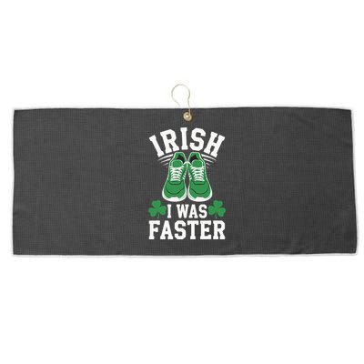Shamrock Running Irish I Was Faster St Patricks Day Running Large Microfiber Waffle Golf Towel