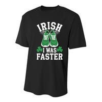 Shamrock Running Irish I Was Faster St Patricks Day Running Youth Performance Sprint T-Shirt