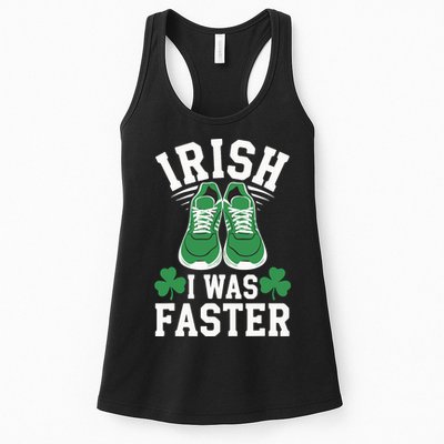 Shamrock Running Irish I Was Faster St Patricks Day Running Womens Tank Top