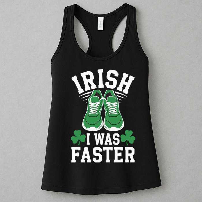 Shamrock Running Irish I Was Faster St Patricks Day Running Womens Tank Top
