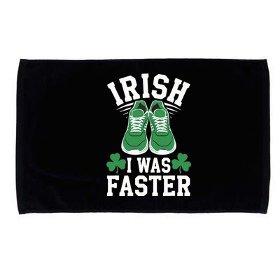 Shamrock Running Irish I Was Faster St Patricks Day Running Microfiber Hand Towel