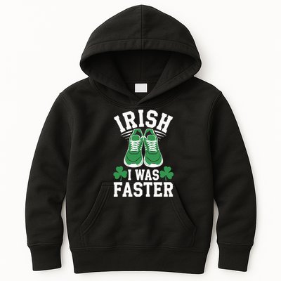 Shamrock Running Irish I Was Faster St Patricks Day Running Kids Hoodie